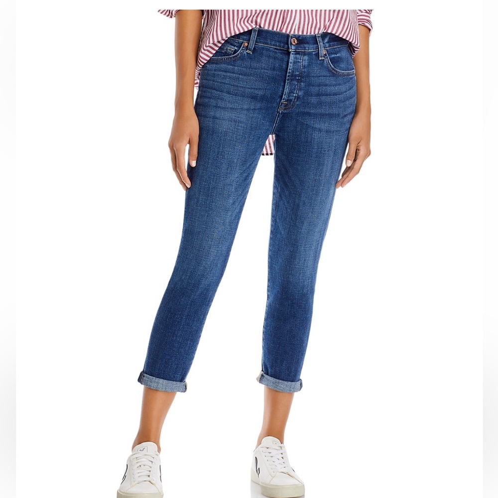 7 for All Mankind - Josefina Mid Rise Cropped Boyfriend Jeans (Size: 26)